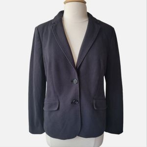 Talbots Size 14 Aberdeen Black Lined Two Pocket Two Button Blazer Jacket